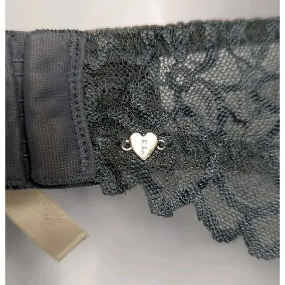 Pink Victorias Secret Bralette Halter Lace Solid Gray Underwire Sz M Cup A-C - Picture 6 of 8